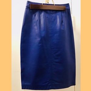Cobalt Blue Vintage Leather Skirt